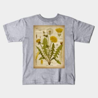 Botanical print, on old book page - Dandelion Kids T-Shirt